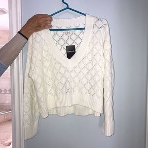 White cropped sweater